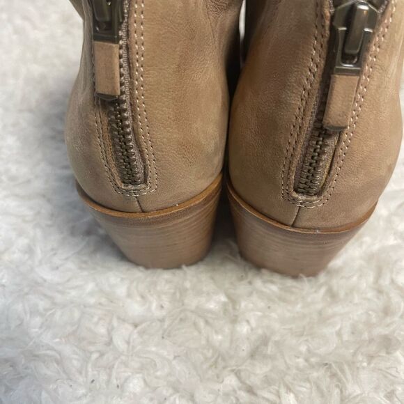 Eileen Fisher Ember slip on Ankle Boots khaki Nubuck Leather back zipper SZ10 - Picture 6 of 9